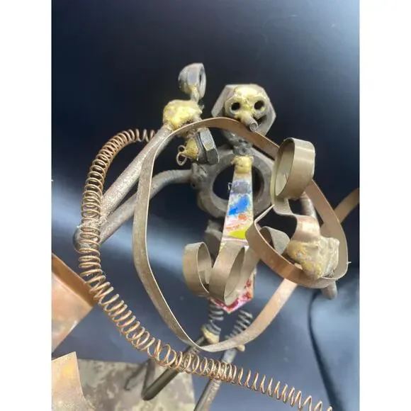 Vintage Metal Art Sculpture Man at office Desk signed - Picture 3 of 5